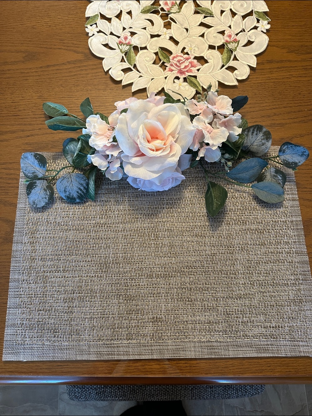 Faux 18" Blush Pink Swag with Artificial Rose Flowers NWOT - Picture 7 of 9